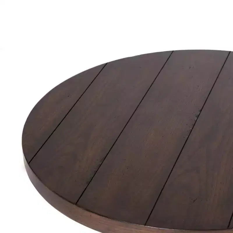 Round End Table with Spanish Style Pedestal Base, Eastern Red Cedar Wood