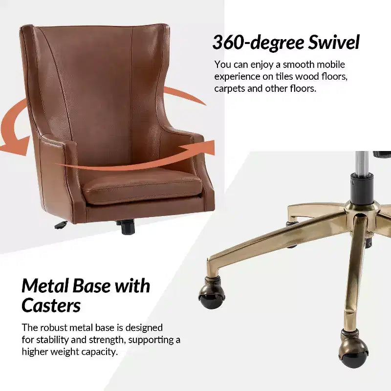 Genuine Leather Office Chair with High Backrest