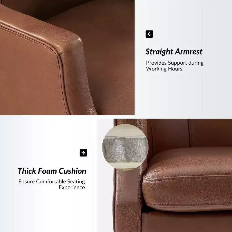Genuine Leather Office Chair with High Backrest