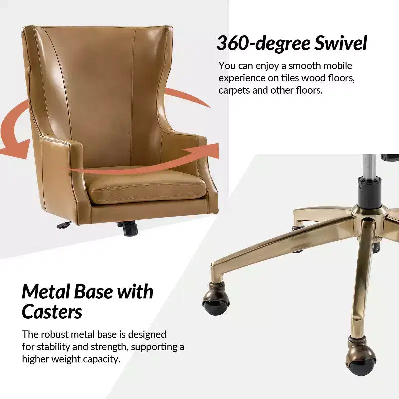 Genuine Leather Office Chair with High Backrest