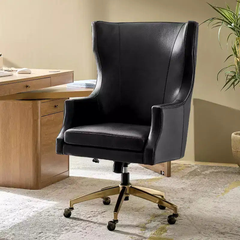 Genuine Leather Office Chair with High Backrest