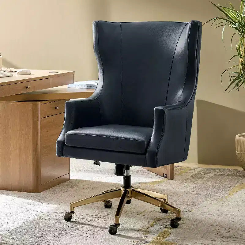 Genuine Leather Office Chair with High Backrest