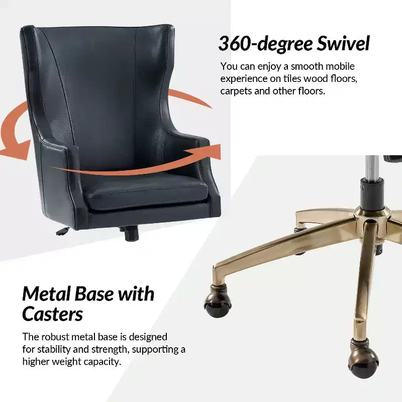Genuine Leather Office Chair with High Backrest