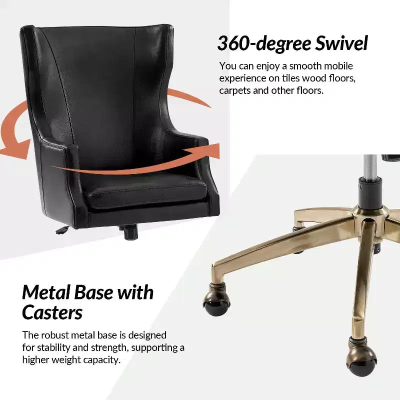 Genuine Leather Office Chair with High Backrest