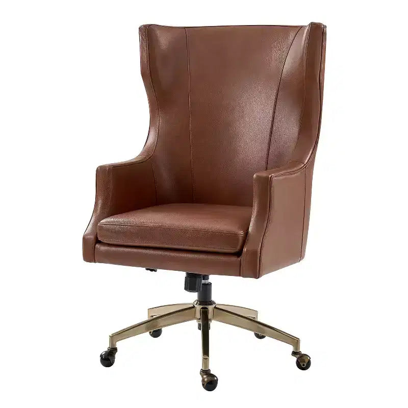 Genuine Leather Office Chair with High Backrest