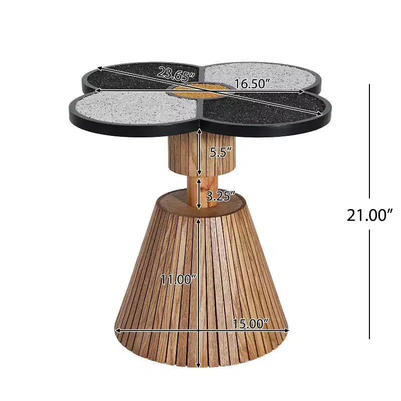 Flower-Shaped Coffee Table with Hidden Storage Drawer, Fluted MDF Pedestal Base