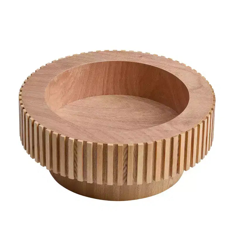 31.49 Round Fluted Coffee Table with Hidden Storage, Modern Pedestal Cocktail Table for Living Room