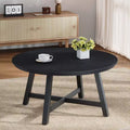 36-Inch Round Coffee Table with Thickened Legs, Wood Grain Design and Adjustable Feet