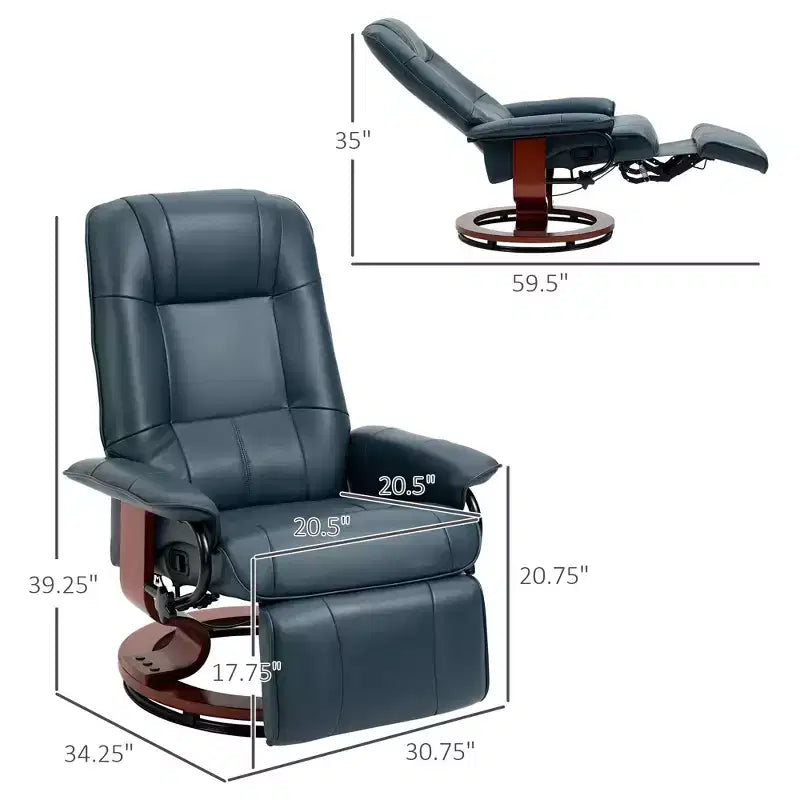 Faux Leather Swivel Recliner with Footrest, 145° Recline and 360° Swivel, for Living Room