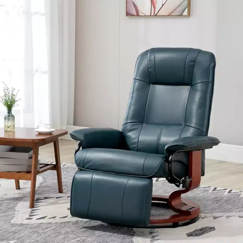 Faux Leather Swivel Recliner with Footrest, 145° Recline and 360° Swivel, for Living Room