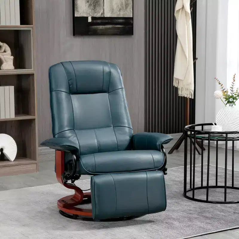 Faux Leather Swivel Recliner with Footrest, 145° Recline and 360° Swivel, for Living Room
