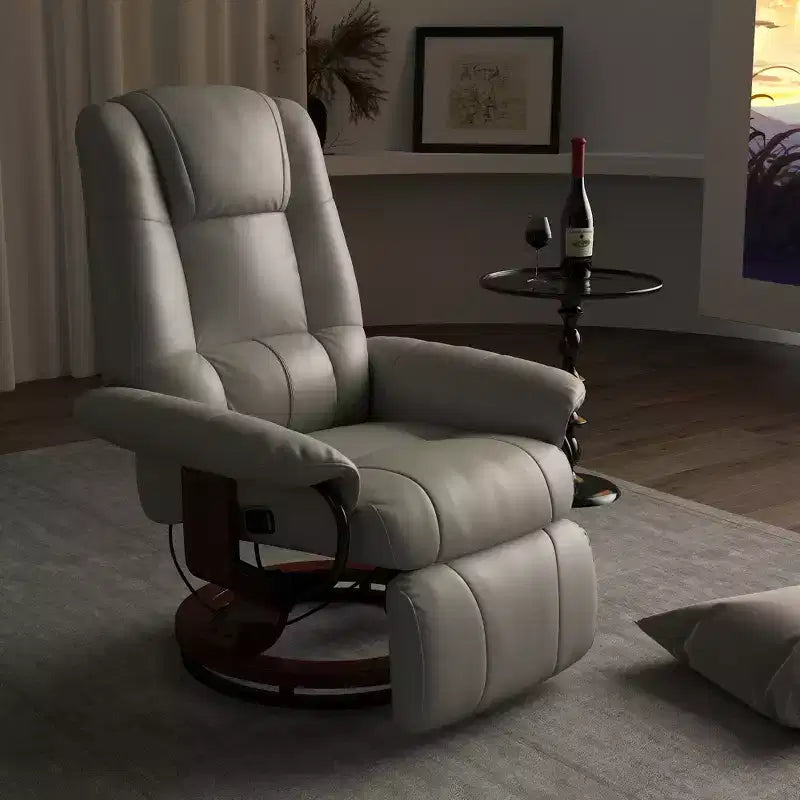 Faux Leather Swivel Recliner with Footrest, 145° Recline and 360° Swivel, for Living Room