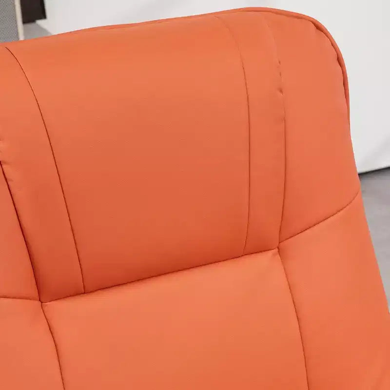 Faux Leather Swivel Recliner with Footrest, 145° Recline and 360° Swivel, for Living Room