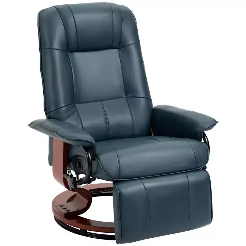 Faux Leather Swivel Recliner with Footrest, 145° Recline and 360° Swivel, for Living Room