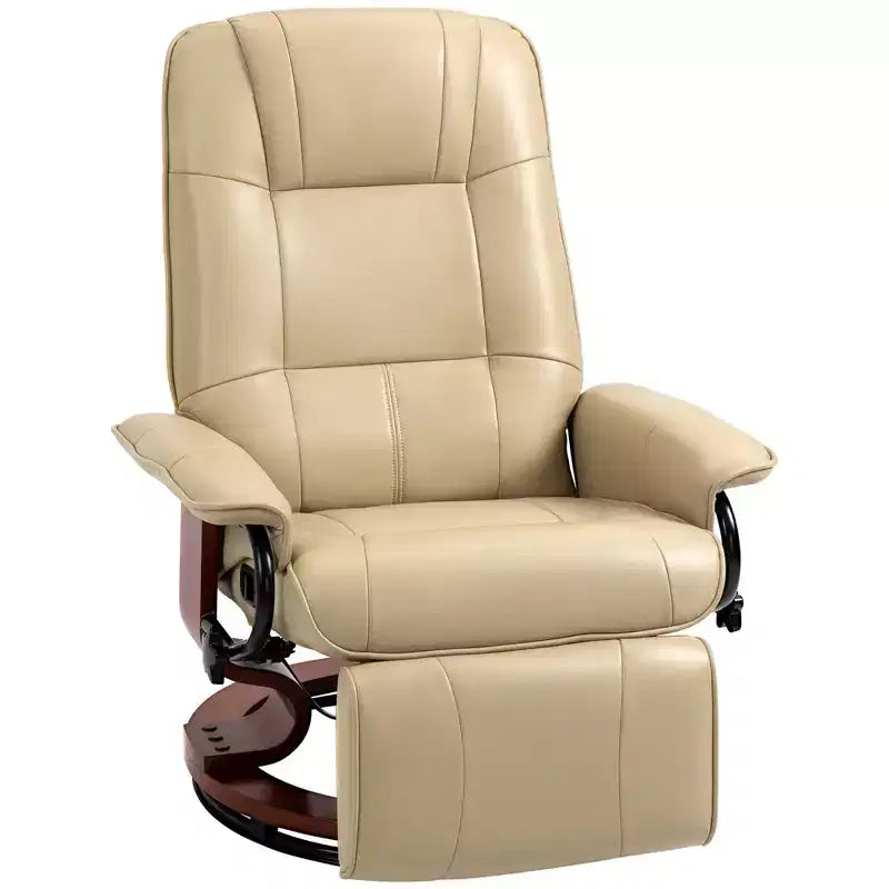 Faux Leather Swivel Recliner with Footrest, 145° Recline and 360° Swivel, for Living Room