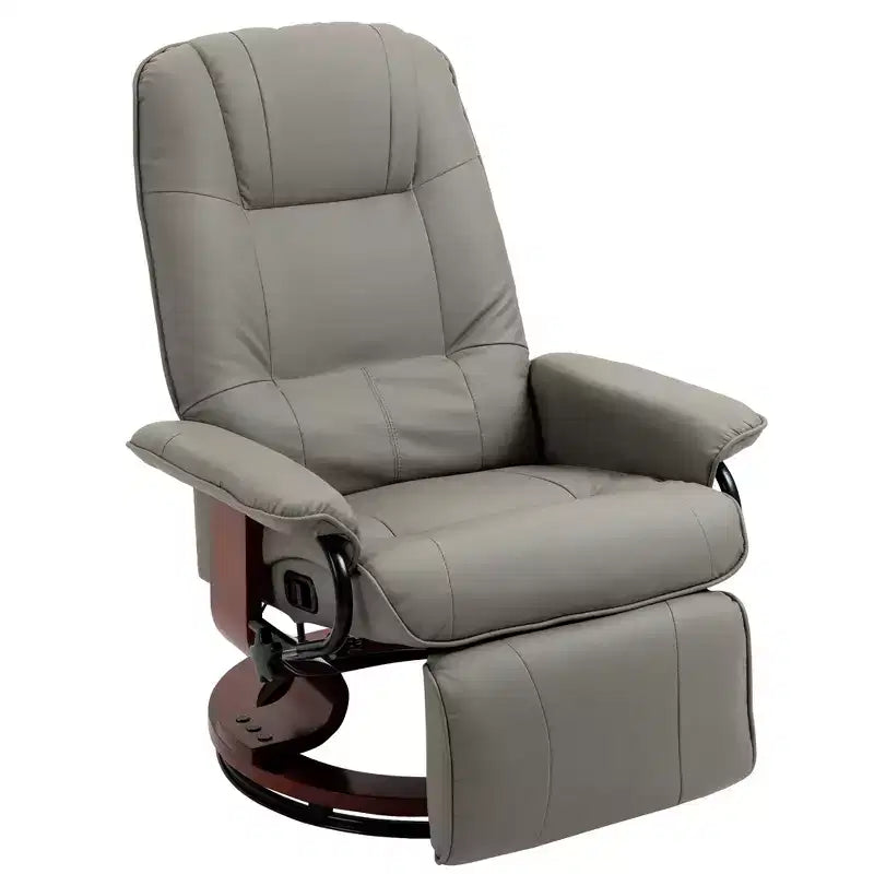 Faux Leather Swivel Recliner with Footrest, 145° Recline and 360° Swivel, for Living Room