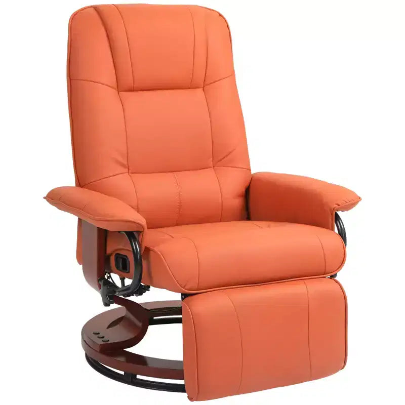 Faux Leather Swivel Recliner with Footrest, 145° Recline and 360° Swivel, for Living Room