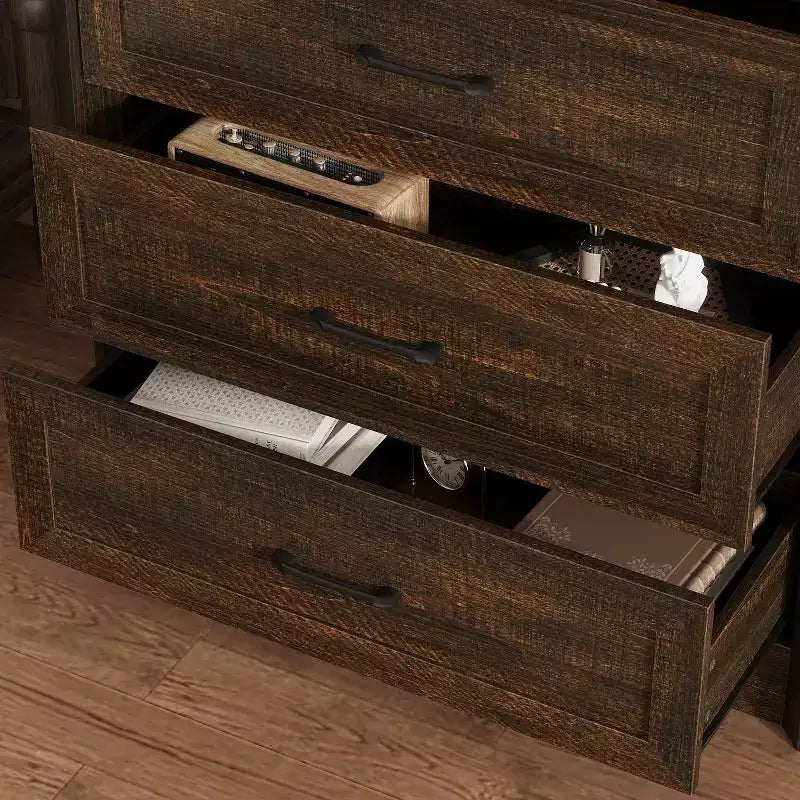 5-Drawer Dresser with Mirror and Jewelry Tray, Bedroom Storage Chest of Drawers