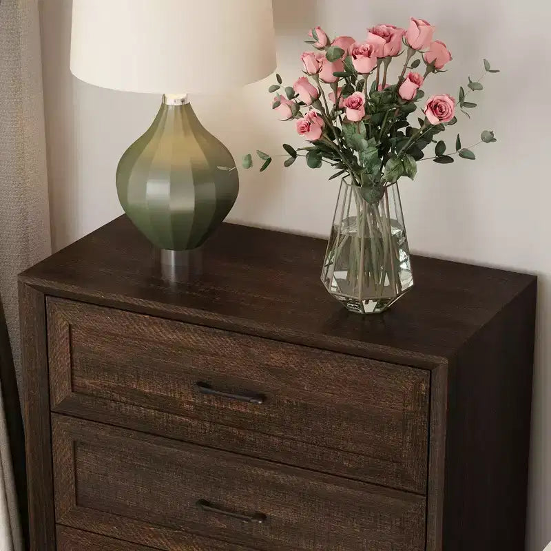 5-Drawer Dresser with Mirror and Jewelry Tray, Bedroom Storage Chest of Drawers