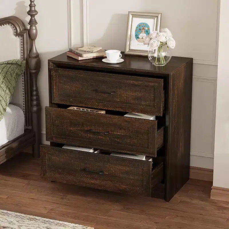 5-Drawer Dresser with Mirror and Jewelry Tray, Bedroom Storage Chest of Drawers