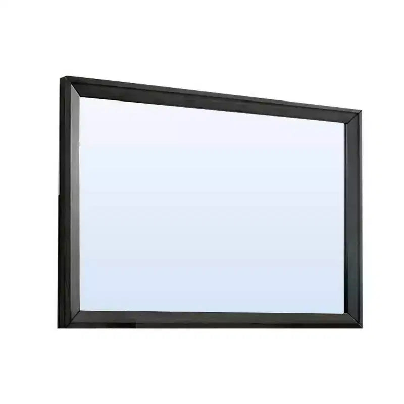 45-Inch Rectangular Wooden Frame Wall Mirror, Warm Gray, Contemporary Style