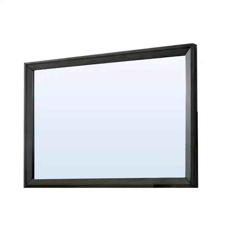 45-Inch Rectangular Wooden Frame Wall Mirror, Warm Gray, Contemporary Style