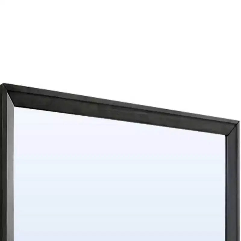 45-Inch Rectangular Wooden Frame Wall Mirror, Warm Gray, Contemporary Style