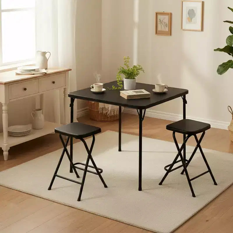 34-Inch Square Folding Table with Heavy-Duty PP Tabletop and Metal Frame, Portable