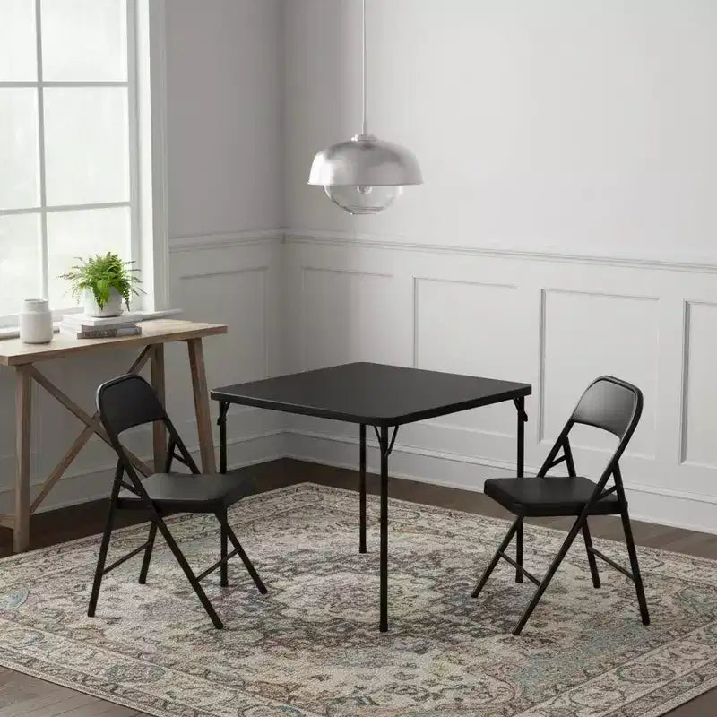34-Inch Square Folding Table with Heavy-Duty PP Tabletop and Metal Frame, Portable