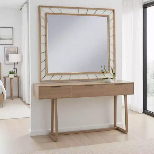 Royal Hampton Decorative Accent Mirror, 39 Inch Glam Gold Plated Metal Frame