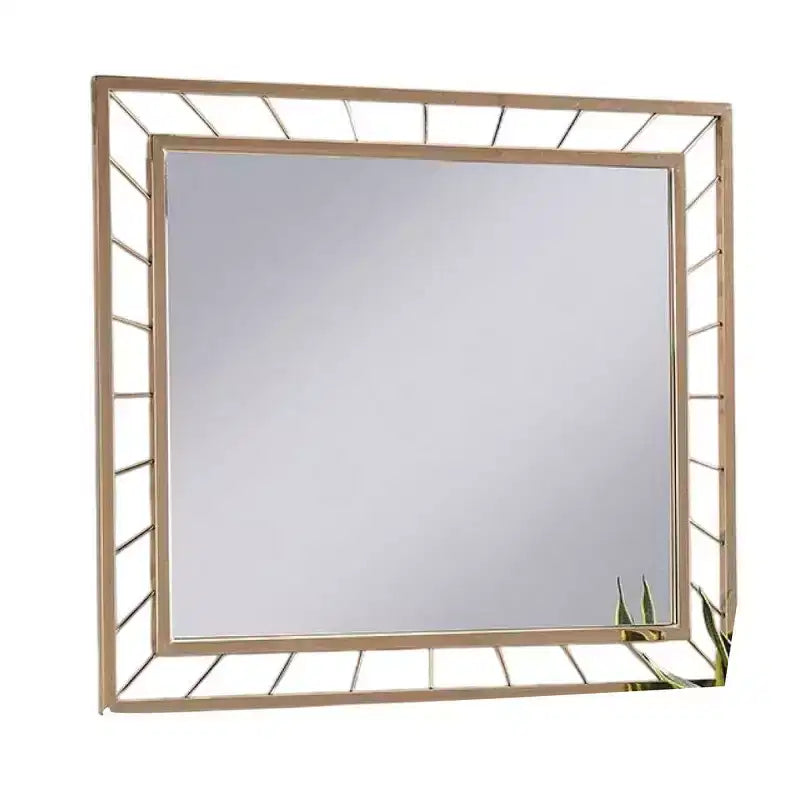 39-Inch Decorative Accent Wall Mirror with Gold-Plated Metal Frame, Contemporary Style