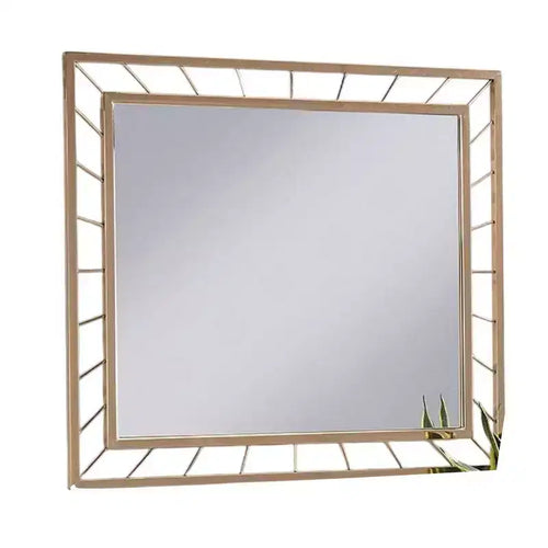 39-Inch Decorative Accent Wall Mirror with Gold-Plated Metal Frame, Contemporary Style
