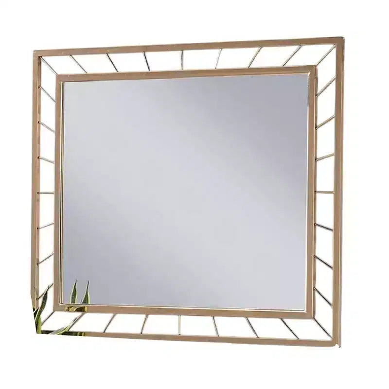 39-Inch Decorative Accent Wall Mirror with Gold-Plated Metal Frame, Contemporary Style