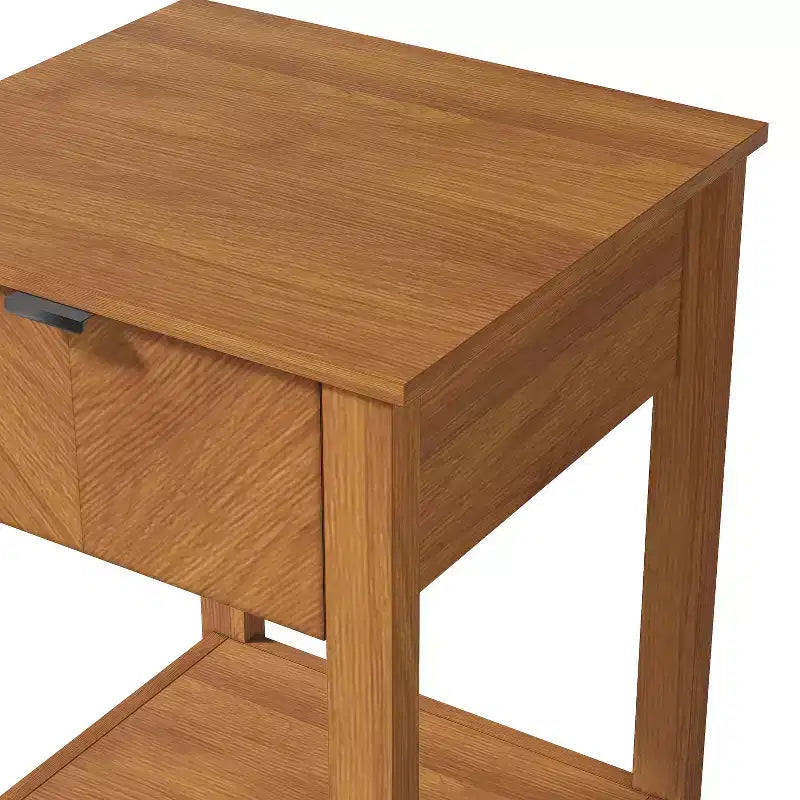 1-Drawer Nightstand with Open Shelf, Compact Bedside Table, 16.5 W x 15.4 D x 23.2 H