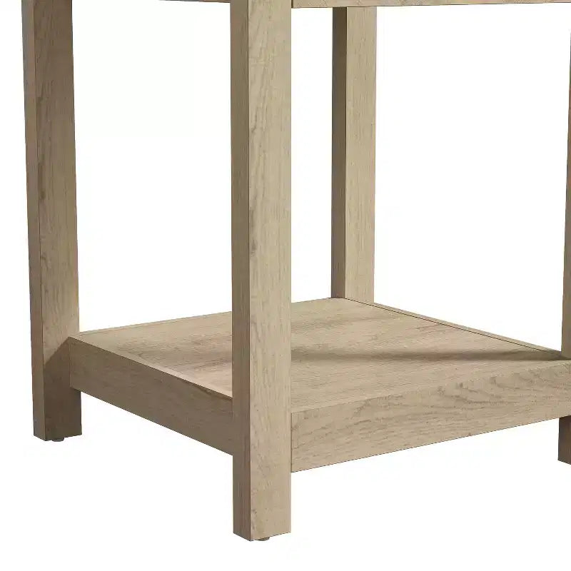 1-Drawer Nightstand with Open Shelf, Compact Bedside Table, 16.5 W x 15.4 D x 23.2 H