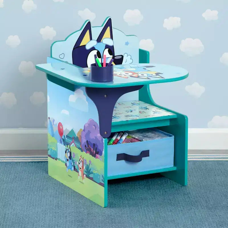 Kids Chair Desk with Storage Bin and Built-In Cup Holder, for Ages 3+