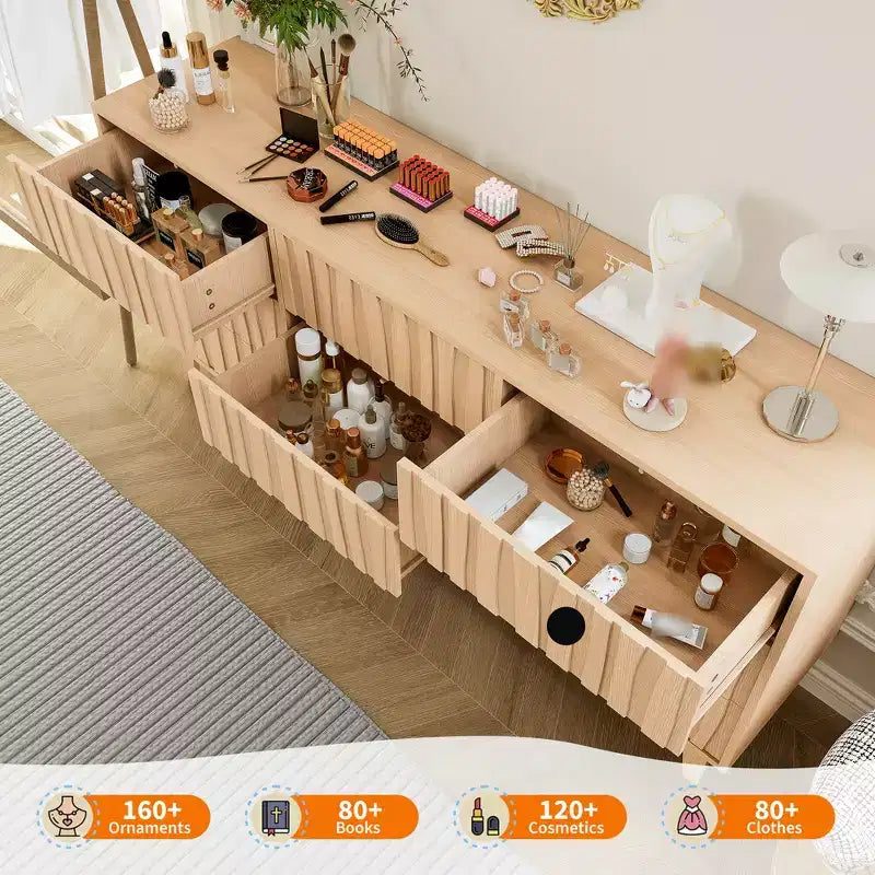 9-Drawer Wooden Dresser, 59-Inch Wide Chest of Drawers for Bedroom, Living Room and Hallway