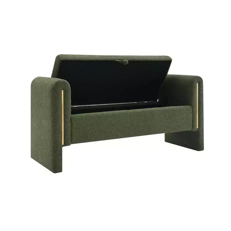 Teddy Fleece Storage Ottoman Bench with Arms, 52-Inch End of Bed Bench for Bedroom