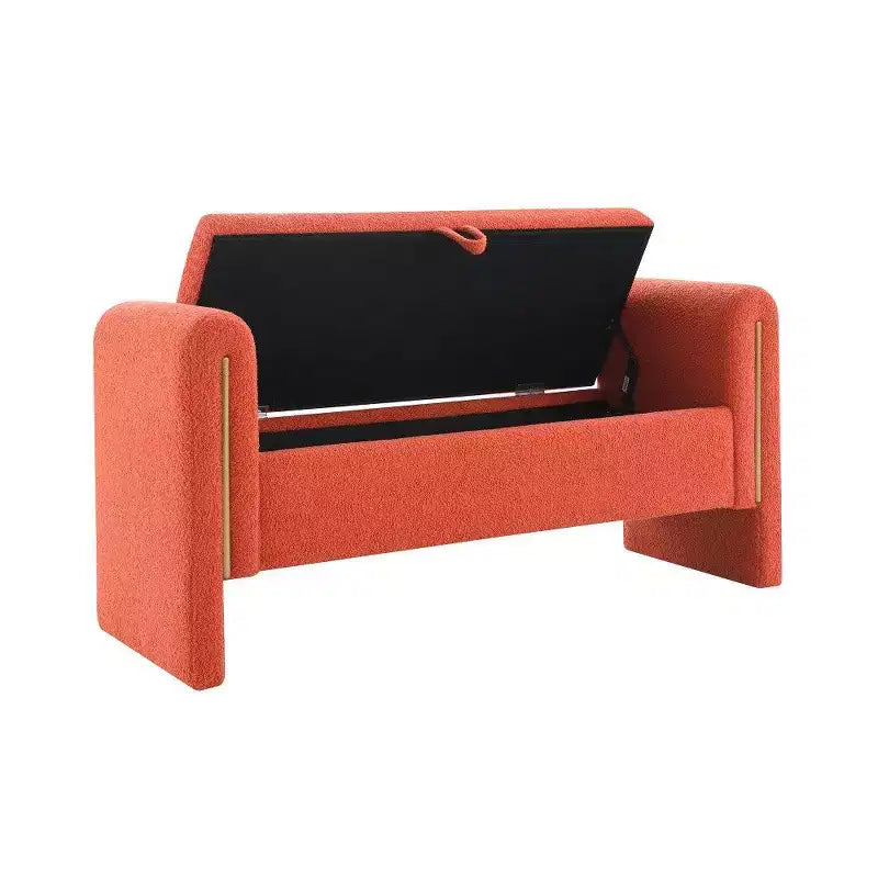 Teddy Fleece Storage Ottoman Bench with Arms, 52-Inch End of Bed Bench for Bedroom