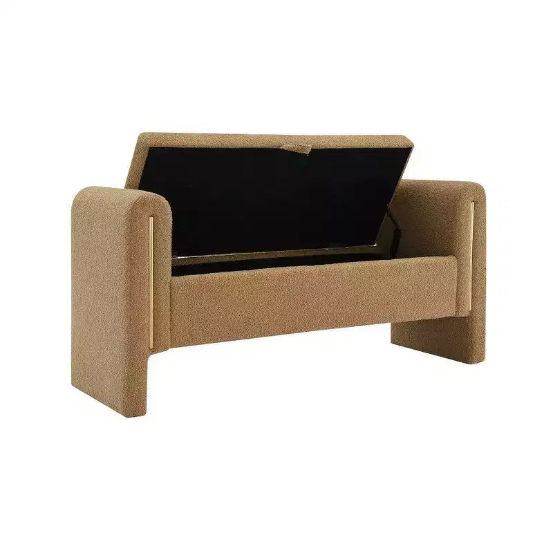 Teddy Fleece Storage Ottoman Bench with Arms, 52-Inch End of Bed Bench for Bedroom