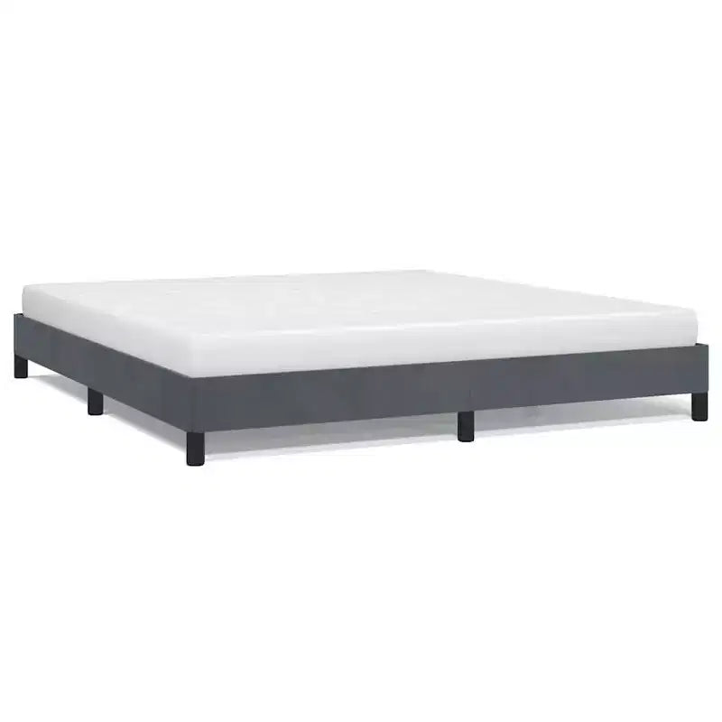 King Size Velvet Platform Bed Frame, Dark Gray, No Headboard, No Box Spring Needed