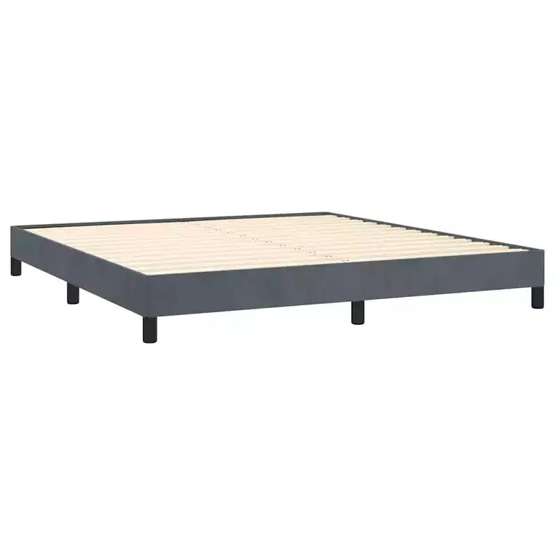 King Size Velvet Platform Bed Frame, Dark Gray, No Headboard, No Box Spring Needed