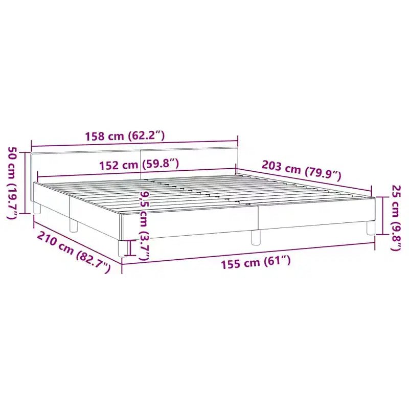 Queen Bed Frame with Faux Leather Headboard, White Scandinavian Style, No Box Spring Needed