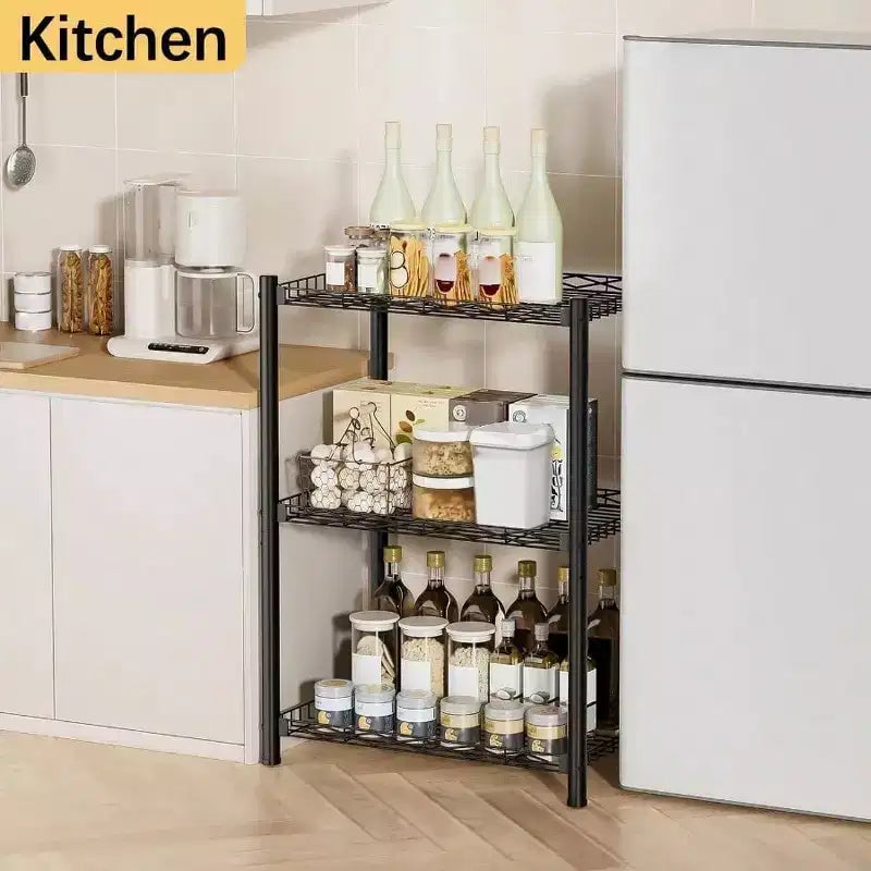3-Tier Wire Metal Shelving Unit, Heavy Duty Storage Rack for Kitchen, Garage and Pantry