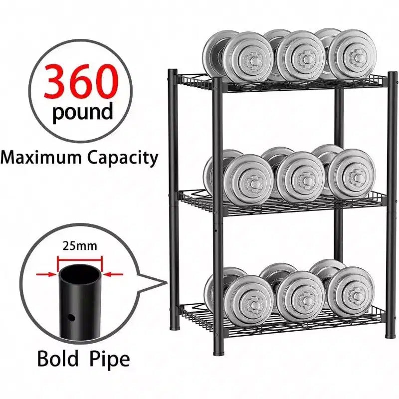 3-Tier Wire Metal Shelving Unit, Heavy Duty Storage Rack for Kitchen, Garage and Pantry