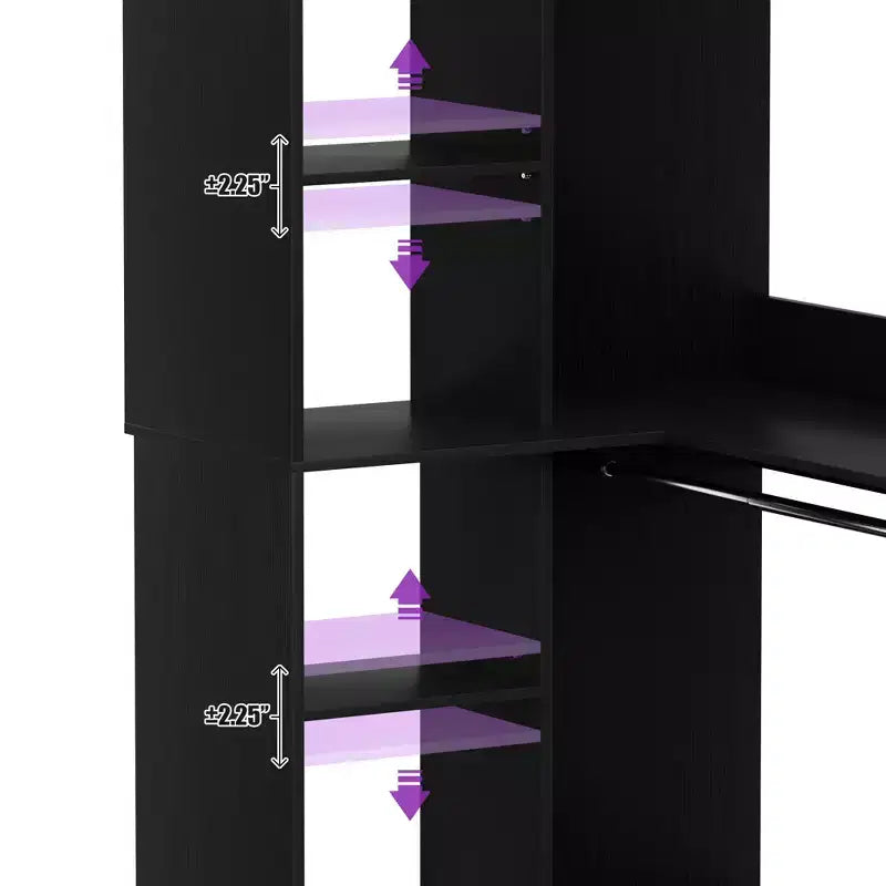 Freestanding Corner Closet Organizer with Tower Shelves and Dual Hanging Rods, Space-Saving