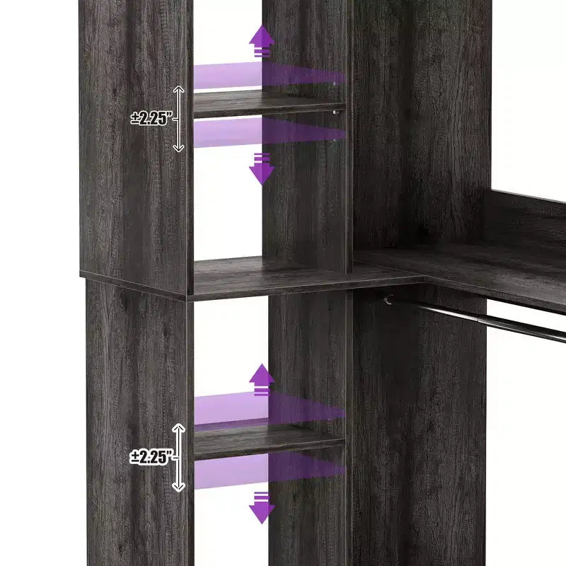 Freestanding Corner Closet Organizer with Tower Shelves and Dual Hanging Rods, Space-Saving