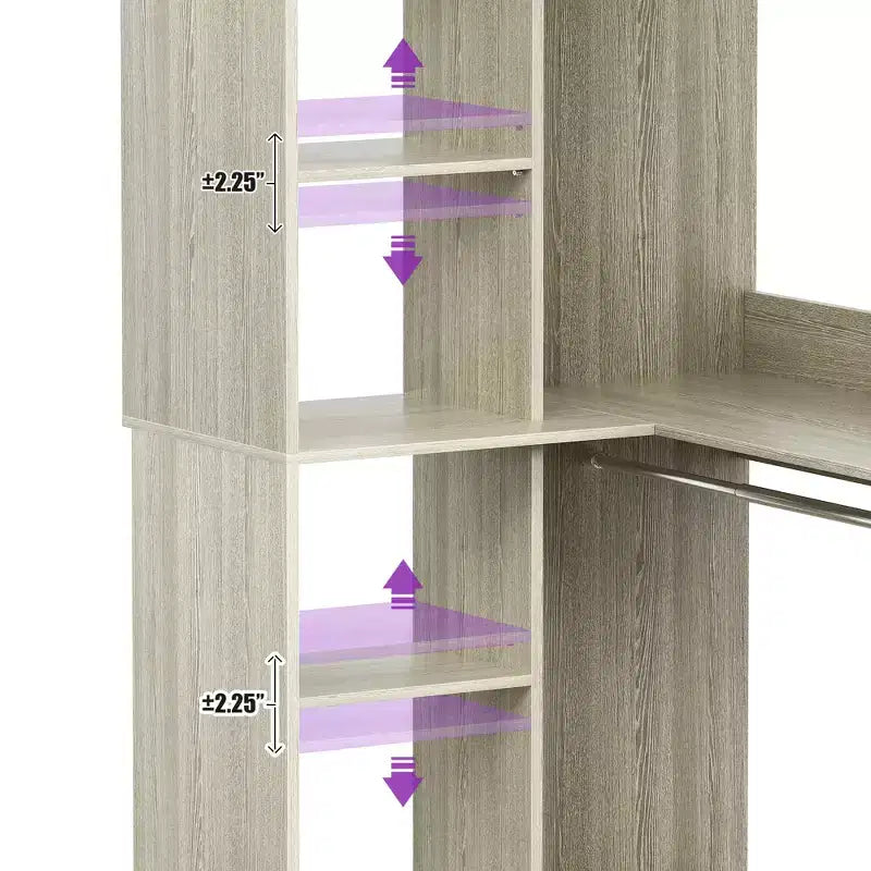 Freestanding Corner Closet Organizer with Tower Shelves and Dual Hanging Rods, Space-Saving