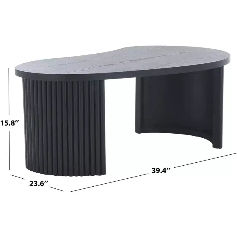 Oval Coffee Table with Wood Veneer and Painted Finish, MDF Frame, 100 lbs Capacity