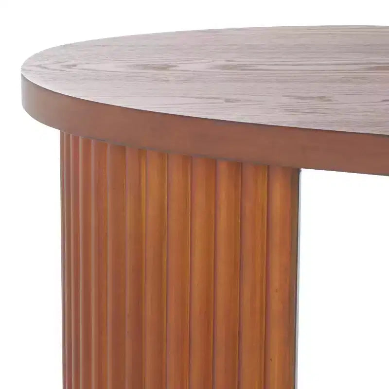 Oval Coffee Table with Wood Veneer and Painted Finish, MDF Frame, 100 lbs Capacity